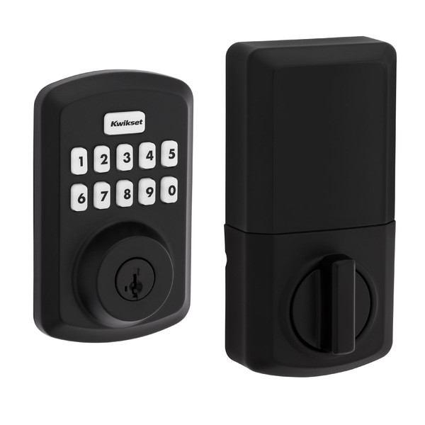 Kwikset Powerbolt 250 10-Button Keypad Matte Black Transitional Electronic Deadbolt Door Lock, Featuring Convenient Keyless Entry, Customizable User Codes and Auto-Locking