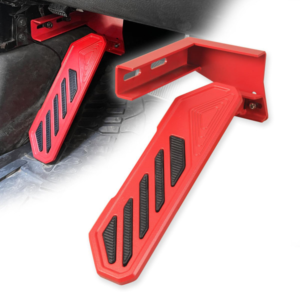 Phamyor Aluminum Anti-Slip Dead Pedal Driver Foot Rest Pad Compatible with 2007-2018 Jeep Wrangler JK JKU, Adjustable Left Side Kick Panel, Red