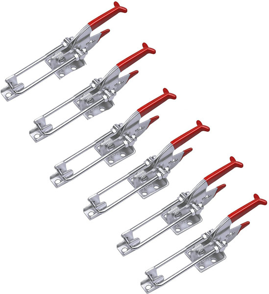 SKYCK 6-Pack 2000lbs Capacity Heavy Duty Toggle Clamp,Adjustable U Bolt Self-Lock Latch for Tire Carrier,Toggle Latch Lock for Sliding Door,40431 Pull Cam Jigs for Barn Door Jamb,Tool Box,Smoker Clamp
