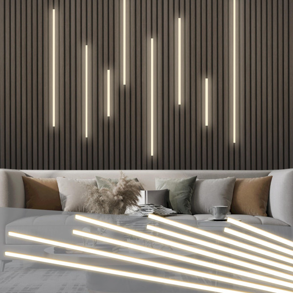 Gaahing 8pcs Recessed Linear Lighting Fixtures 200"/5.08M, 3000K Warm White LED Strip Light Kit with Touch Control & Self-Adhesive – Easy Installation for Slat Wall Panels, Under Cabinet