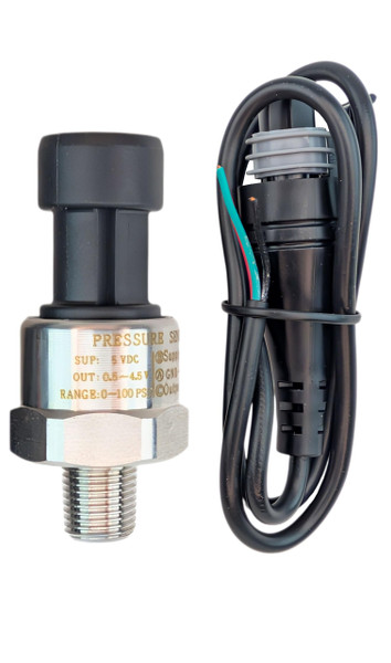 100 PSI Universal 5v Pressure Transducer Sender Sensor with Wiring Connector - 1/8 inch 27 NPT Thread Stainless Steel Pressure Sensor for Oil, Fuel, Air, Water