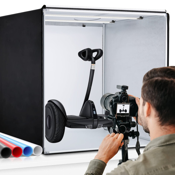 Photo Studio Box, 32x32x32 Inches Portable Foldable Photography Light Box Shooting Tent with Dimmable High CRI95+ LED Lights and 4 Backdrops for Product Photography (80cm)