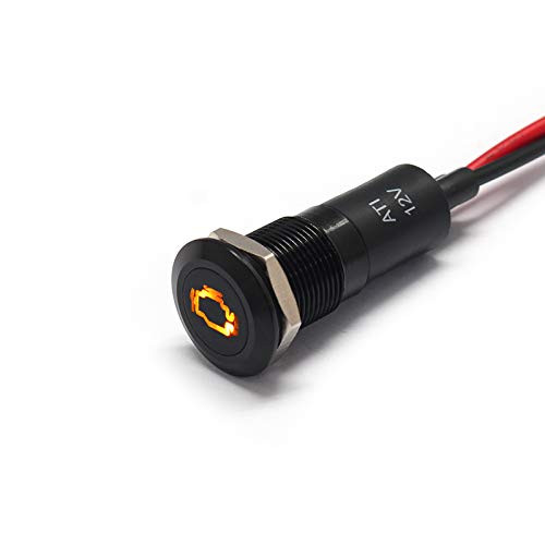 Alpinetech PLB12MS 12mm 1/2" 12V LED Metal Signal Indicator Pilot Dash Light (Check Engine)