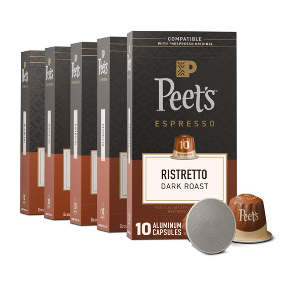 Peet's Coffee Espresso Capsules, Dark Roast, Ristretto, 50 Count