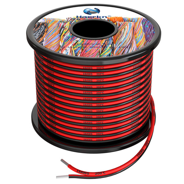Haerkn 18awg Silicone Electrical Wire Cables 2 Cores 30ft Spool