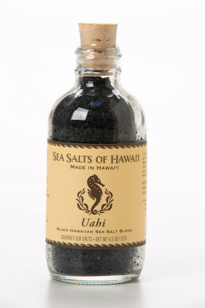 Sea Salts Of Hawaii Uahi Black Hawaiian Sea Salt, 4.5 Ounce Bottle - Made in Hawaii