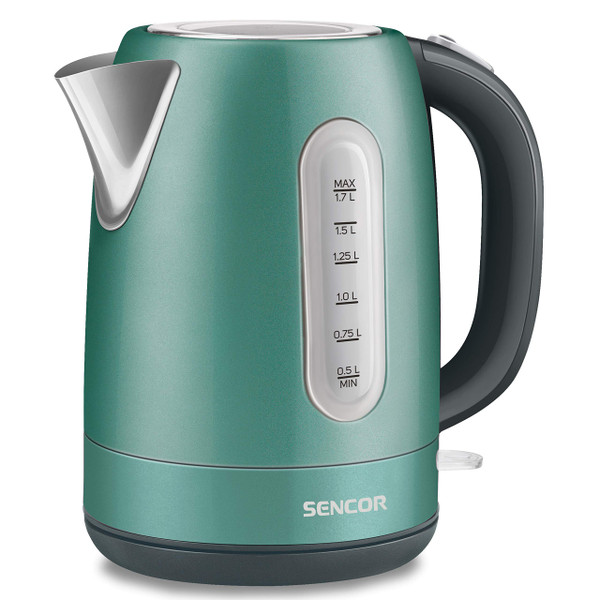 Sencor SWK1771GR 1.7L Stainless Steel Electric Kettle with Lid Safety Lock, Green