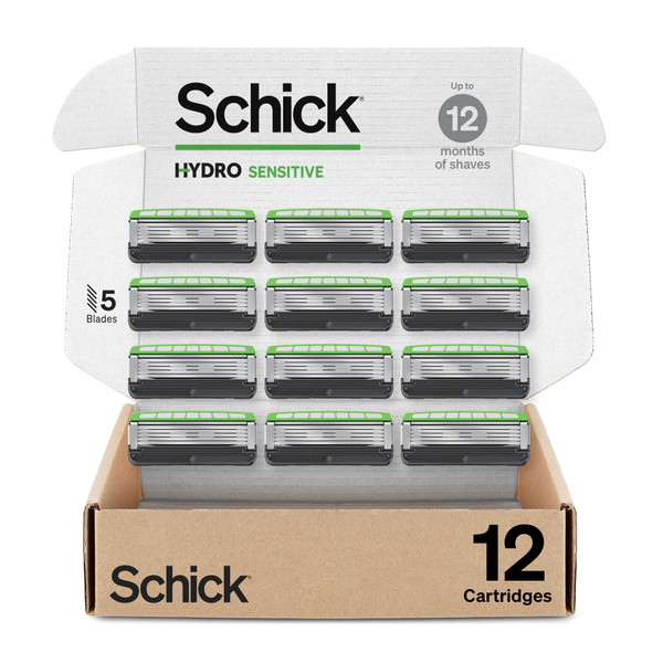 Schick Hydro Sensitive 5-Blade Mens Razor Blades Refills, 12ct