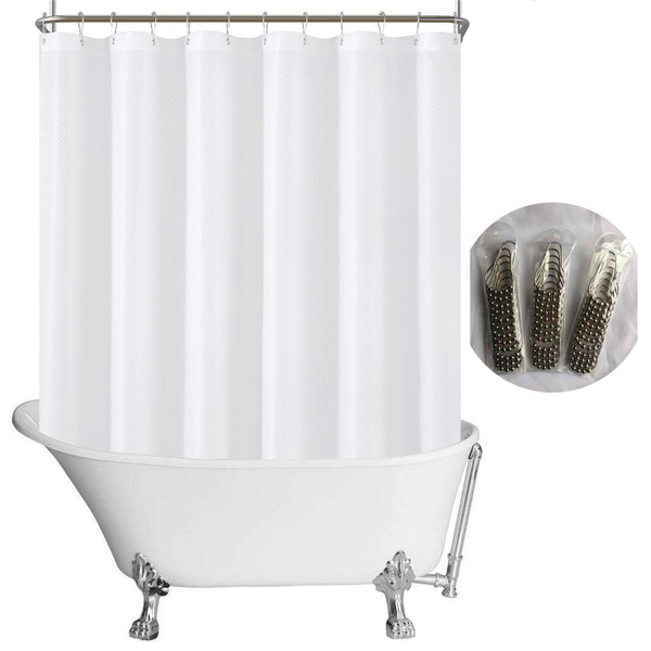 N&Y HOME Fabric Clawfoot Tub Shower Curtain 180 x 70 Diamond Pattern White