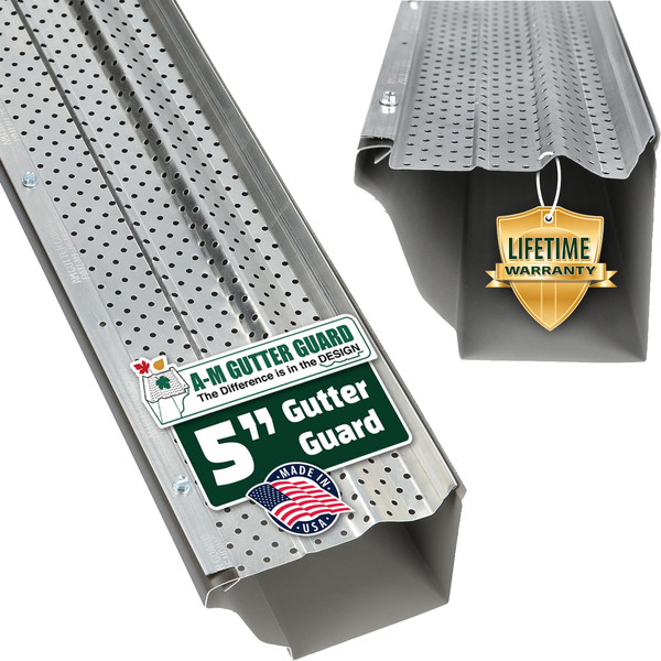 A-M Gutter Guard 5" x 50 Ft Mill Finish Aluminum, Leaf & Debris Protection