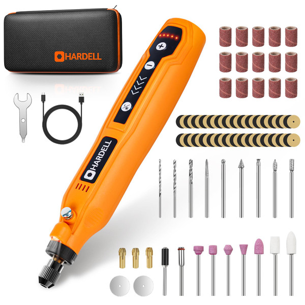 HARDELL Mini Cordless Rotary Tool, 5-Speed 69pcs Kit for 3D Printer Sanding