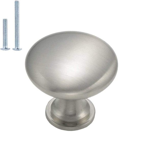 homdiy 10 Pack Brushed Nickel Round Cabinet Knobs, Solid Zinc Alloy