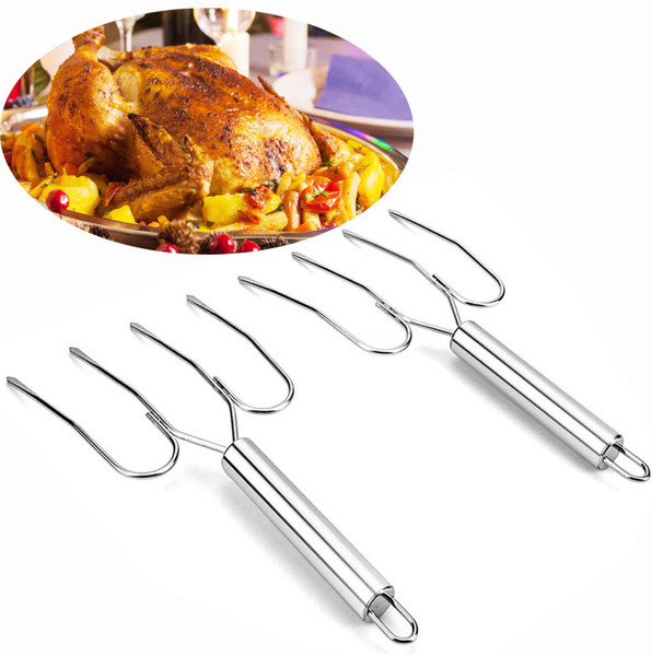 Thanksgiving Turkey Lifting Forks, Stainless Steel Meat Forks, Set of 2