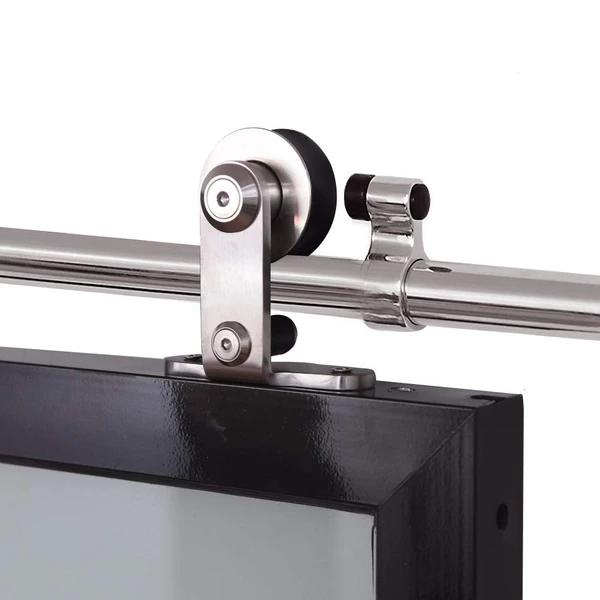CCJH 10FT/120'' Stainless Steel Sliding Track Barn Door Hardware Kit for Single Door Heavy Duty