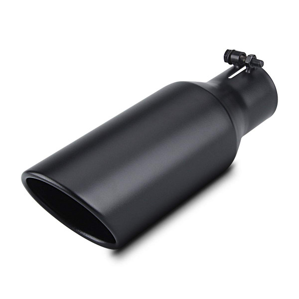 LCGP 2.5 Inch Inlet Exhaust Tip 2.5" x 4" x 12" Black Exhaust Tailpipe With Blot-On Design, Universal for Car