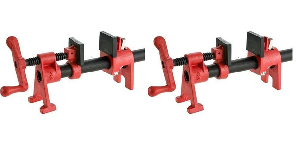 Bessey BPC-H34 3/4-Inch H Style Pipe Clamp, red - Pack 2
