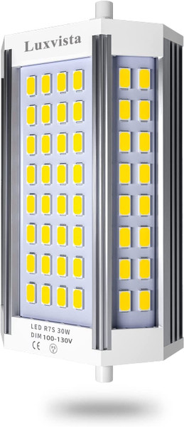 Luxvista R7S LED Bulb 118mm Dimmable, 30W 120V 118mm J-Type Double Ended Light Bulbs, 300W J118 Halogen T3 Replacement for Ceiling Light Floor Lamp, 5000K Daylight White