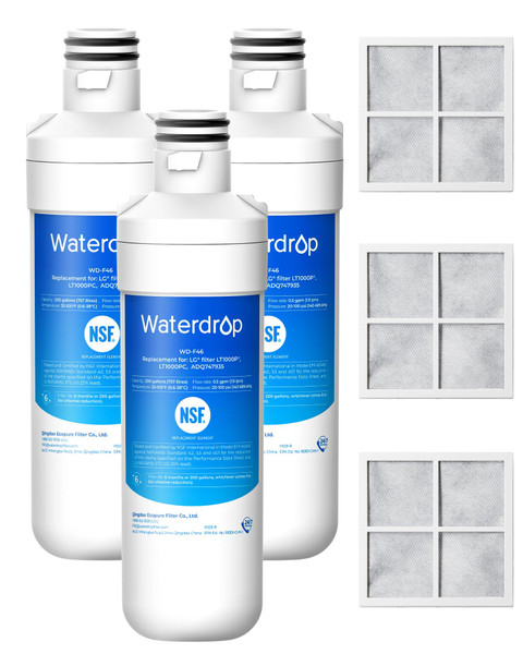 Waterdrop ADQ747935 Refrigerator Water Filter and Air Filter, 3 Combo