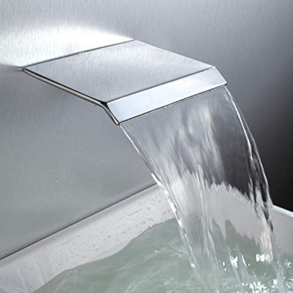 AZOS Waterfall Bath Spout Wall Mount Tub Filler Brass Waterfall Bathtub Spout Adapter High Flow Tub Shower Faucet Sprayer Attachment, Chrome Finish