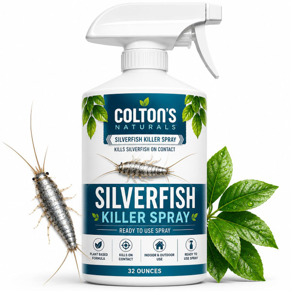 Silverfish Killer Spray – Fast-Acting Silverfish Eliminator for Home, Bathrooms, Closets & Basements – Natural Repellent Essential Oil Formula, Highly Effective Pest Control