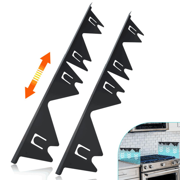 Stove Gap Covers Stainless Steel, 2 Pack Stove Gap Filler Easy Retractable Length 13.8" to 27.5", Width 0.79" Stove Gap Guards Range Trim Kit, Heat Resistant Guard Between Stove Top & Counter