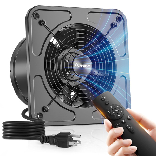 Amico 8" Kitchen Exhaust Fan, Remote 9-Speed, 29W EC Motor, 686 CFM