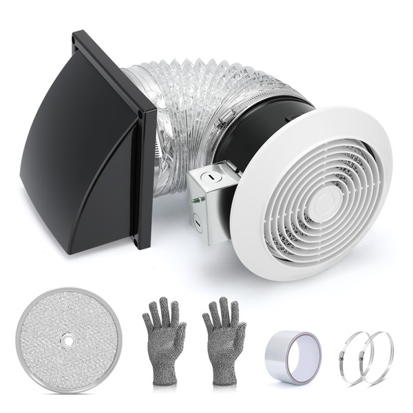 XABJU 512M 6 Inch Through Wall Exhaust Fan with Aluminum Grease Filter