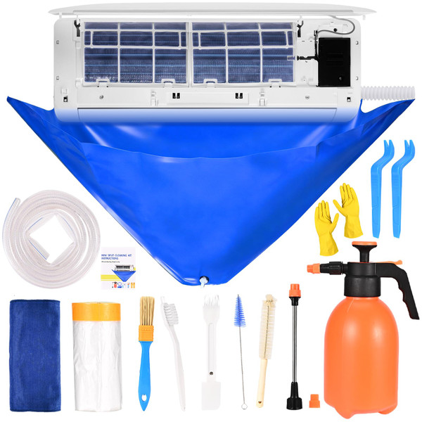 LEARNIBEE 14Pcs Mini Split Cleaning Kit, Professional Mini Split Cleaning Bag with 2L High-Pressure Sprayer & Gloves, AC Cleaning Kit for Wall-Mounted Air Conditioners - Large