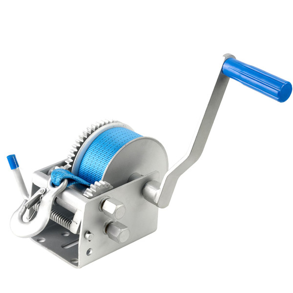 Heavy Duty Boat Winch, 4500 lbs Capacity, All Steel Construction with 2 Inch x 32 Feet Nylon Strap, Manual Hand Crank for Marine Trailer Loading