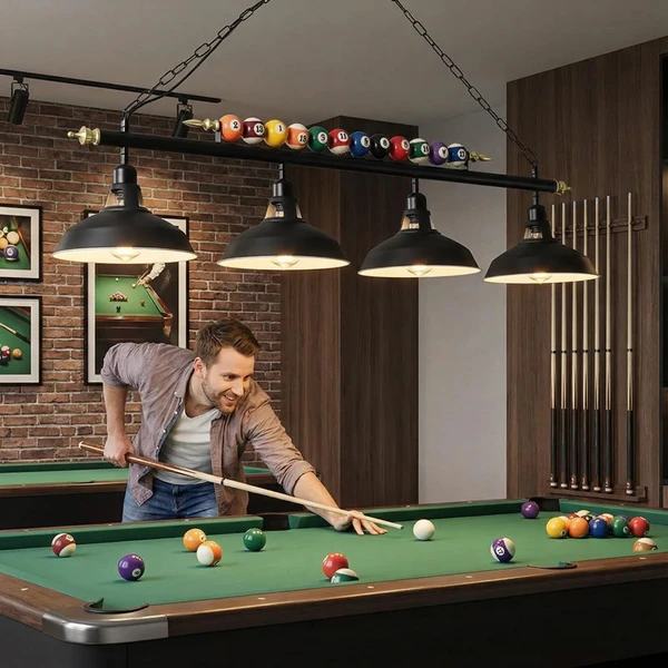 Billiard Pool Table Light – Metal Shade, Fits 7-8ft Table, Game Room, Club