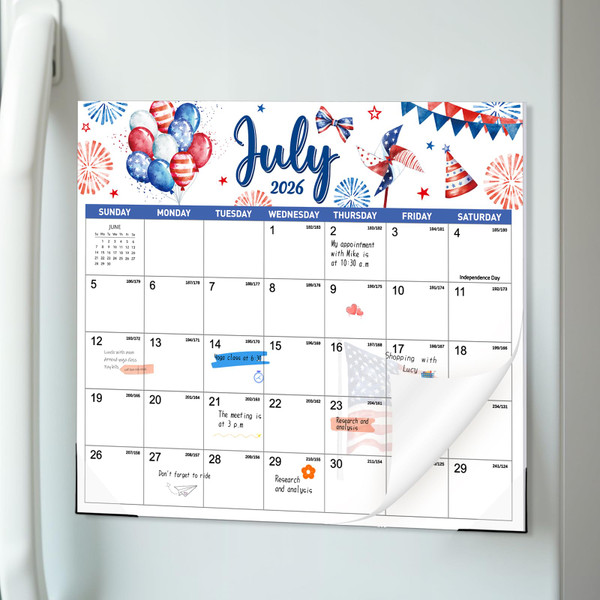2026-2027 Magnetic Fridge Calendar, 18-Month Watercolor Designs