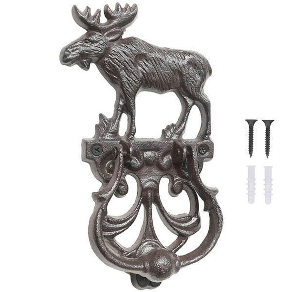 Nenkarn Cast Iron Moose Door Knocker, 9.25 x 5.1 Inch, Rustic Finish