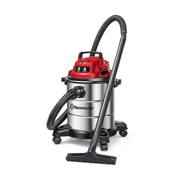 Vacmaster VOC508S 1101 5-Gal 4 Peak HP Stainless Steel Wet/Dry Vac Red