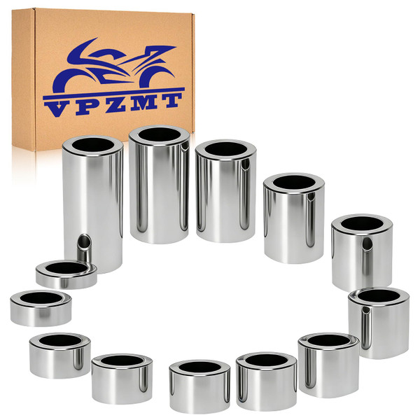 VPZMT Wheel Axle Spacer Kit I.D. 3/4" (0.75) - O.D. 1-1/8" (1.125) for Harley Bobbers Choppers Dyna Softail & Touring Road king Street glide Electra glide Sportster 1200 883,CNC Aluminum,13 PCS