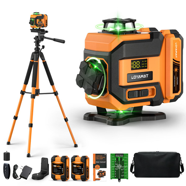 Laser Level with Tripod, 4x360° Self Leveling Green Cross Line Laser Level