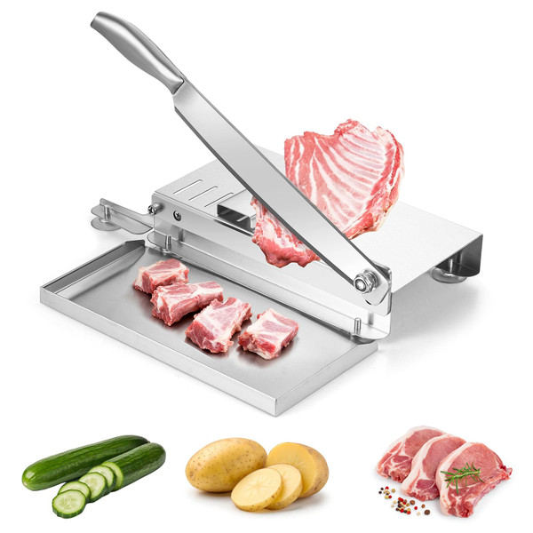 DRINTON Meat Slicer Bone Cutter, 20 Inches Manual Meat Slicer with Adjustable Slicing Thickness & Food-grade Stainless Steel Blade, Ribs Chopper Machine for Fish, Beef, Chicken, Jerky, Vegetable
