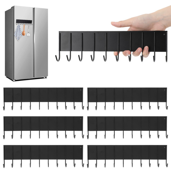 6 Pcs Magnetic Key Holder for Fridge with 10 Hooks, Magnetic Utensil Holder for Wall, Strong Magnet Keys Hanger Hooks Organizer, Magnent Key Rack for Kitchen Metal Door Garage Grill Tools Towel Purse