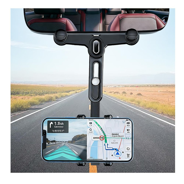 VKQTS 360° Rotation Rear View Mirror Phone Holder,Retractable Car Phone Holder Rear View Mirror Mount for 4.0-7.0" Phones,Unobstructed Rearview Mirrors Phones Holders for Cars,Trucks,SUVs