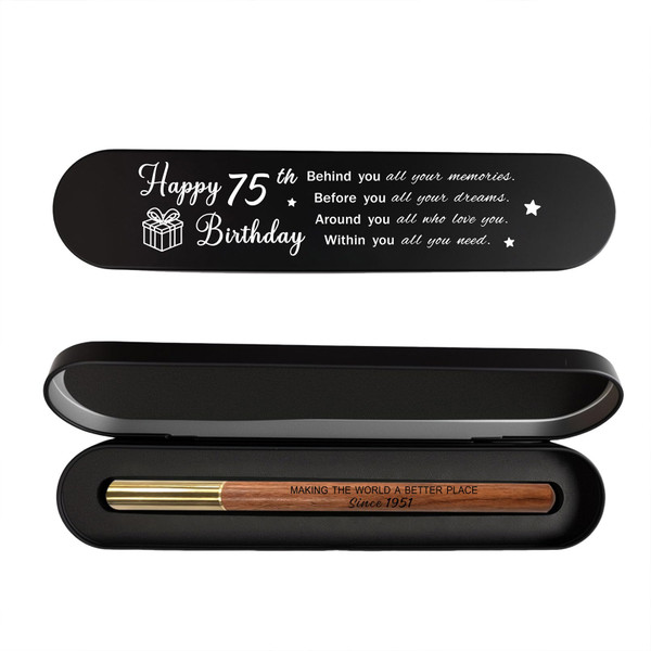 iyaone 75th Birthday Gift for 1951 Born - Engraved Wooden Gel Pen