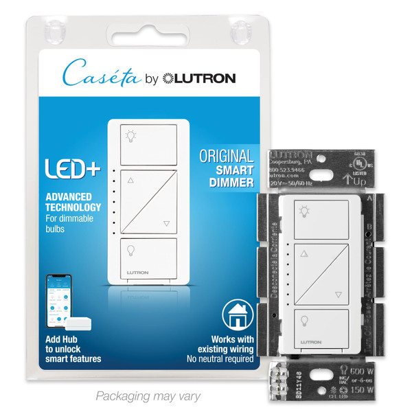 Lutron Caseta Smart Dimmer Switch (Smart Hub Required), No Neutral Required