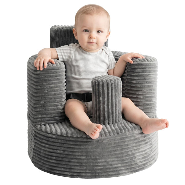 Baby Seats for Infants for Sitting Up 3-24 Months, Sponge Portable Baby Chair for Learning to Sit, Back Support Floor Seat with Seat Belt