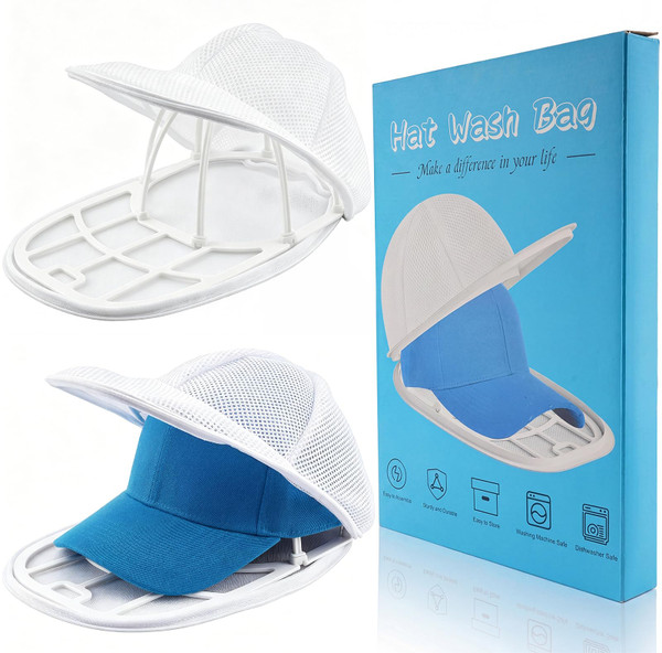 Eiito Hat Washer Cage Hats Cleaner, 4 Pcs (2 Cages + 2 Mesh Bags)