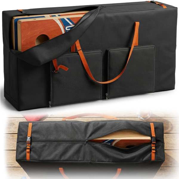 Kivan Base Cornhole Carrying Case Fits 4' x 2' Regulation Size Boards, Heavy-Duty 600D Cornhole Board Bag with 4 Reinforced Thickened Corners, Extra Pockets for Beanbags, Outdoor Games