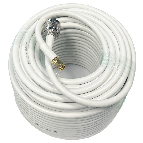 qishun 100FT 5D-FB Coaxial Cable 50 Ohm Ultra Low Loss Coax Cable with N-Male to SMA-Male Connectors for Cell Signal Booster, Outdoor and Indoor Antennas, Taps, and Splitters