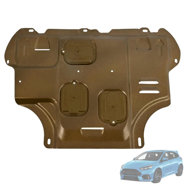 Promrmr Aluminum-Magnesium Alloy Engine Splash Shield Guard for Ford Focus ST RS/C-Max 2013-2018 Lightweight Heavy-Duty Skid Plate w/Extended Cover, Service Holes & Vent Design - Rustproof