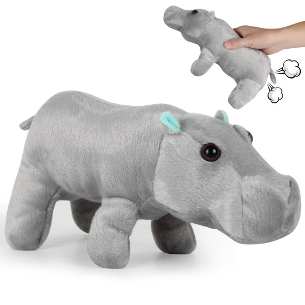 Freetoes Farting Hippo Stuffed Animal,14”Funny Hippopotamus Stuffed Animal Fart Noise Maker,House Hippo Plush Toys,Funny Gag Gifts,Weird Things Office Dammit Pranks Doll