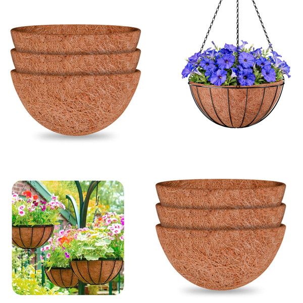 Halatool 6 Pack 16 Inch Coco Liners Replacement for Hanging Baskets