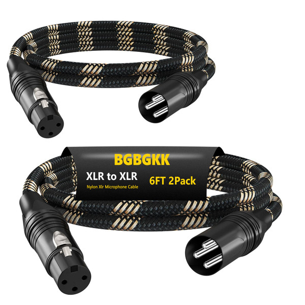 BGBGKK Braided XLR Cables 15ft 6 Pack, XLR Microphone Cable, 3-pin Professional Male to Female Balanced Mic Cable, X LR Speaker Cable for Microphone Mixer Multicolor