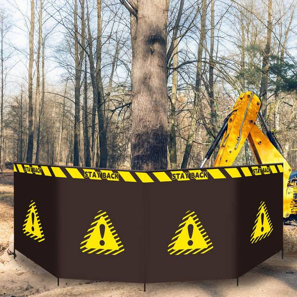 Wesnoy 13.12 ft Debris Containment Barrier Arborist Equipment 4 Panel Safety Barricade Tree Climbing Gear Heavy Duty Oxford Foldable Protection Barricade Security Sign for Controlling Stumps Chipping