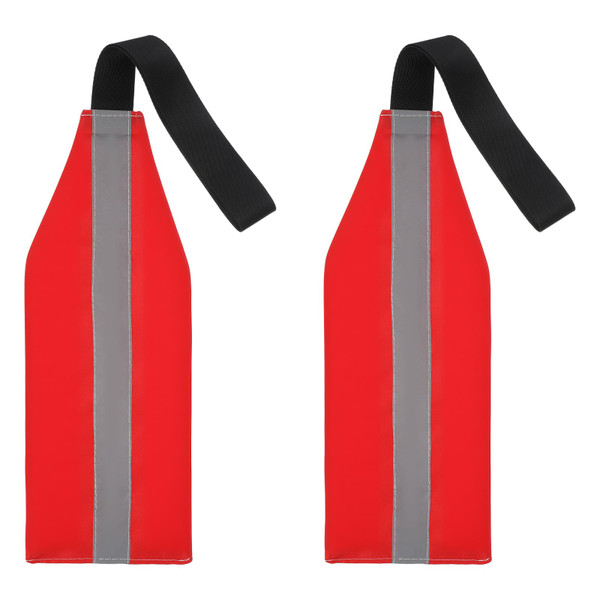 Quilax 2 Pcs Red Flag for Truck Loads, High Visibility Safety Kayak Flag, Red Warning Flags with Webbing, Travel Safety Tow Flags for Trailer Canoe Truck Boat Kayak Accessories